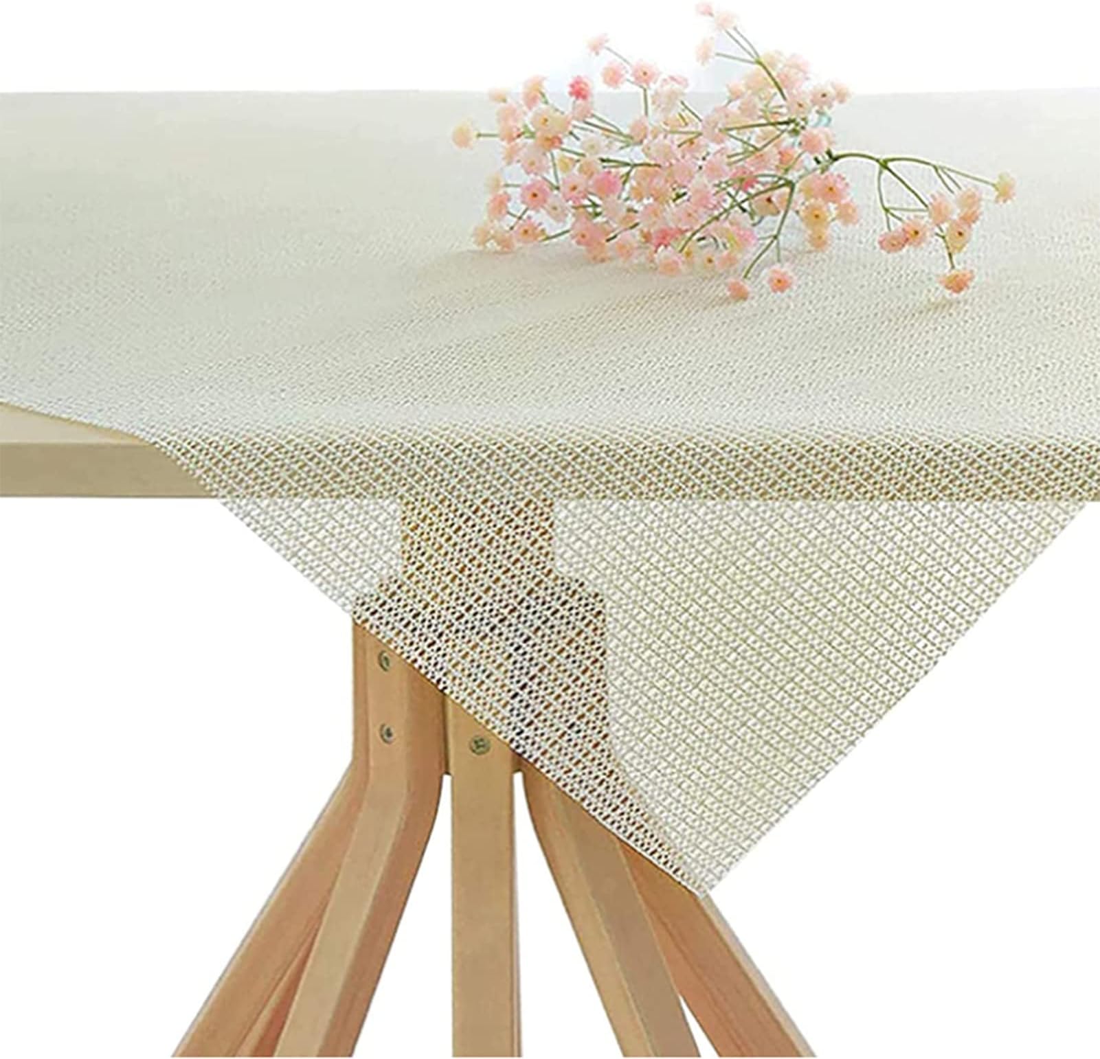 Xrrxy Anti Slip PVC Tablecloth Underlay Adjustable in Size Foam Mat Tea Table Cloth Anti-Skid Rug Pad Gripper Table Mat,White-200x150cm/79x59inch