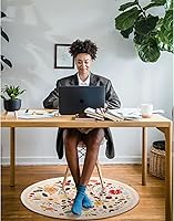 Vista 6 de Tapete para silla de oficina para suelo de madera dura, 47 x 47 pulgadas, alfombras redondas para sillas rodantes para oficina, computadora