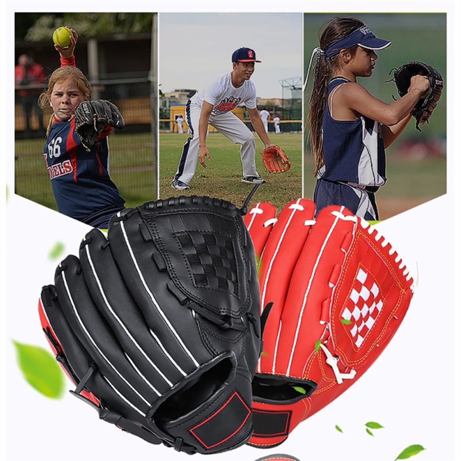 Guante de béisbol para niños/jóvenes/adultos Guantes de béisbol para jóvenes Guantes de béisbol de cuero de PU Guantes de campo duraderos Accesorios de béisbol Béisbol de 11/11,5 pulgadas pa