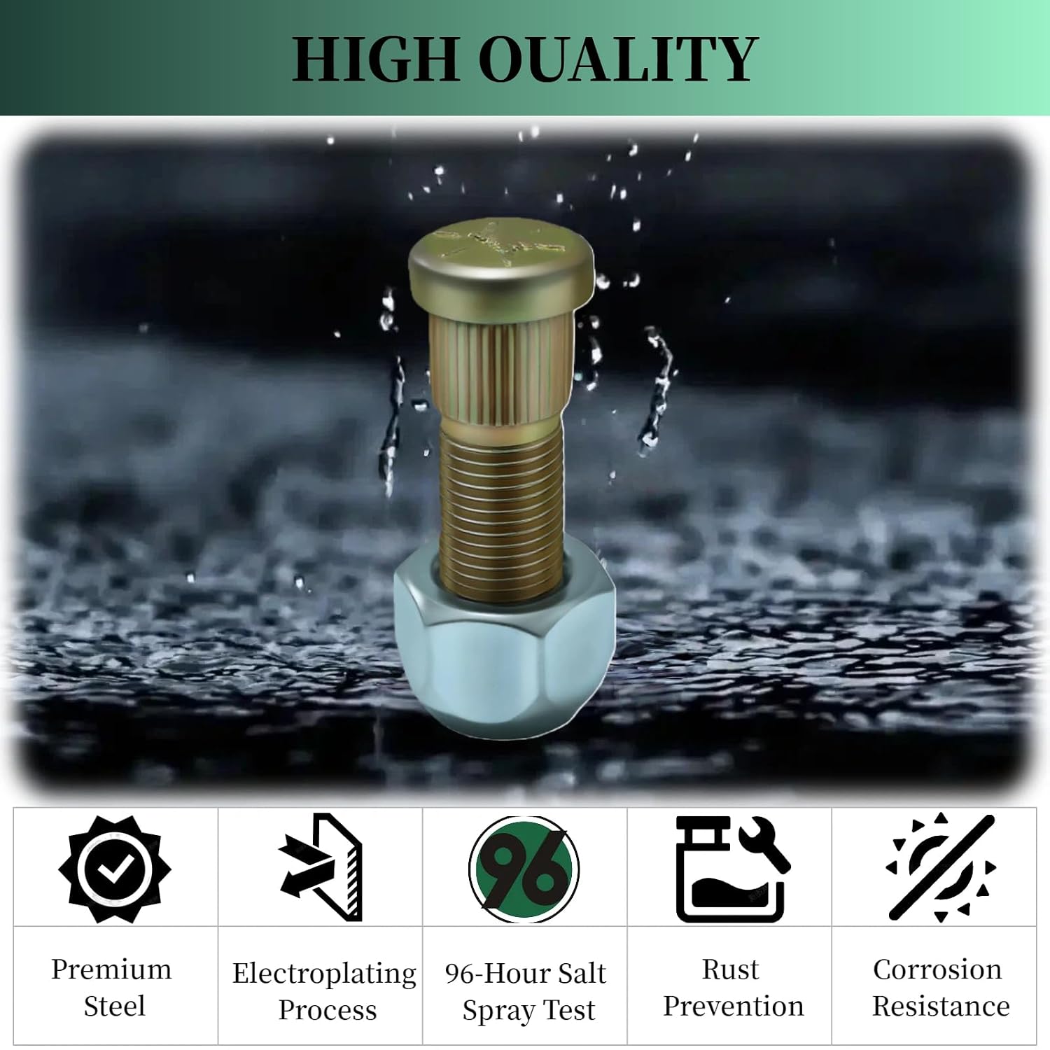4PCS Wheel Bolts Lug Studs Lug Bolts & 4pcs Nuts Compatible with Club Car DS Golf Cart Gas Electric 1982-up Replace# 416-061,1034779-01,1011304,102353401,101922201 & nut 1010984 416-120,1011390