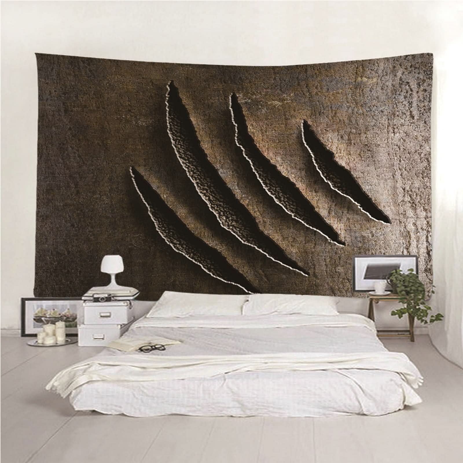 Aotiwe Wandteppich Aesthetic Vintage, Wanddeko Wohnzimmer Rissige Wand aus Polyester Braun 300X260Cm für Wohnung