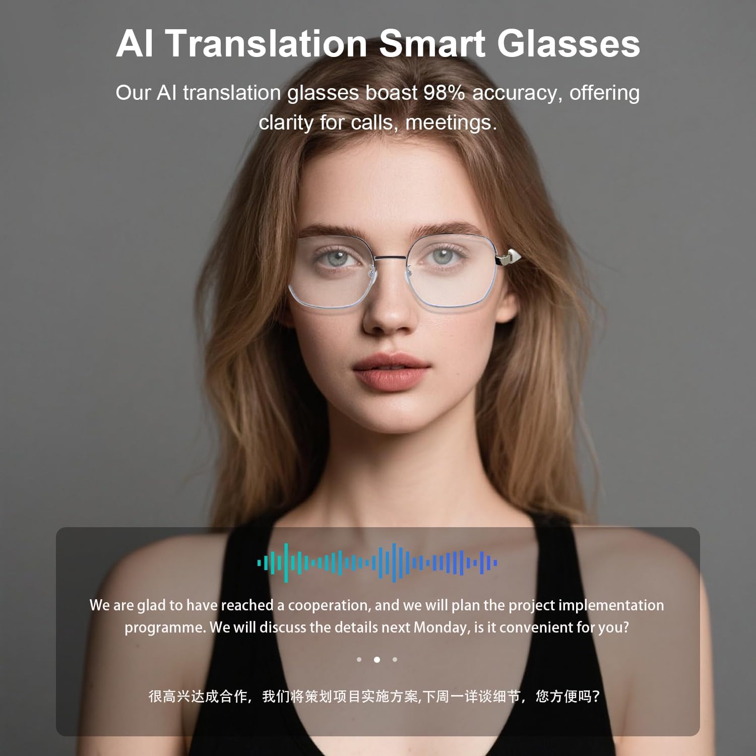 2026 AI Smart Glasses for Women, Bluetooth Glasses with Real-Time Translation, Color-Changing Lenses, Touch Control, Voice Assistant, Open-Ear Music & Calls for Travel Everyday Wear