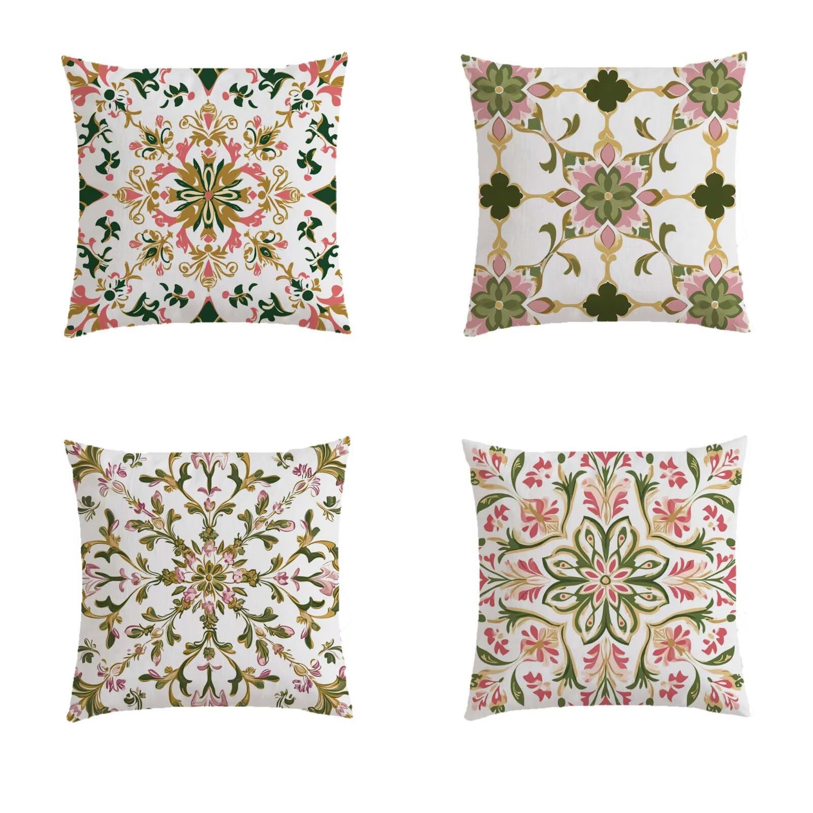 Taie oreiller bohemia rose et housse de coussin 50x50cm pour décoration salon