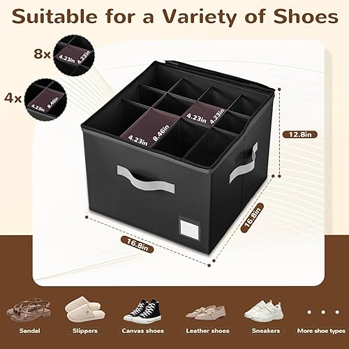 Miniatura 3 de Paquete de 2 organizadores de zapatos para armario, contenedores de almacenamiento grandes para zapatos, caja de almacenamiento de zapatos para