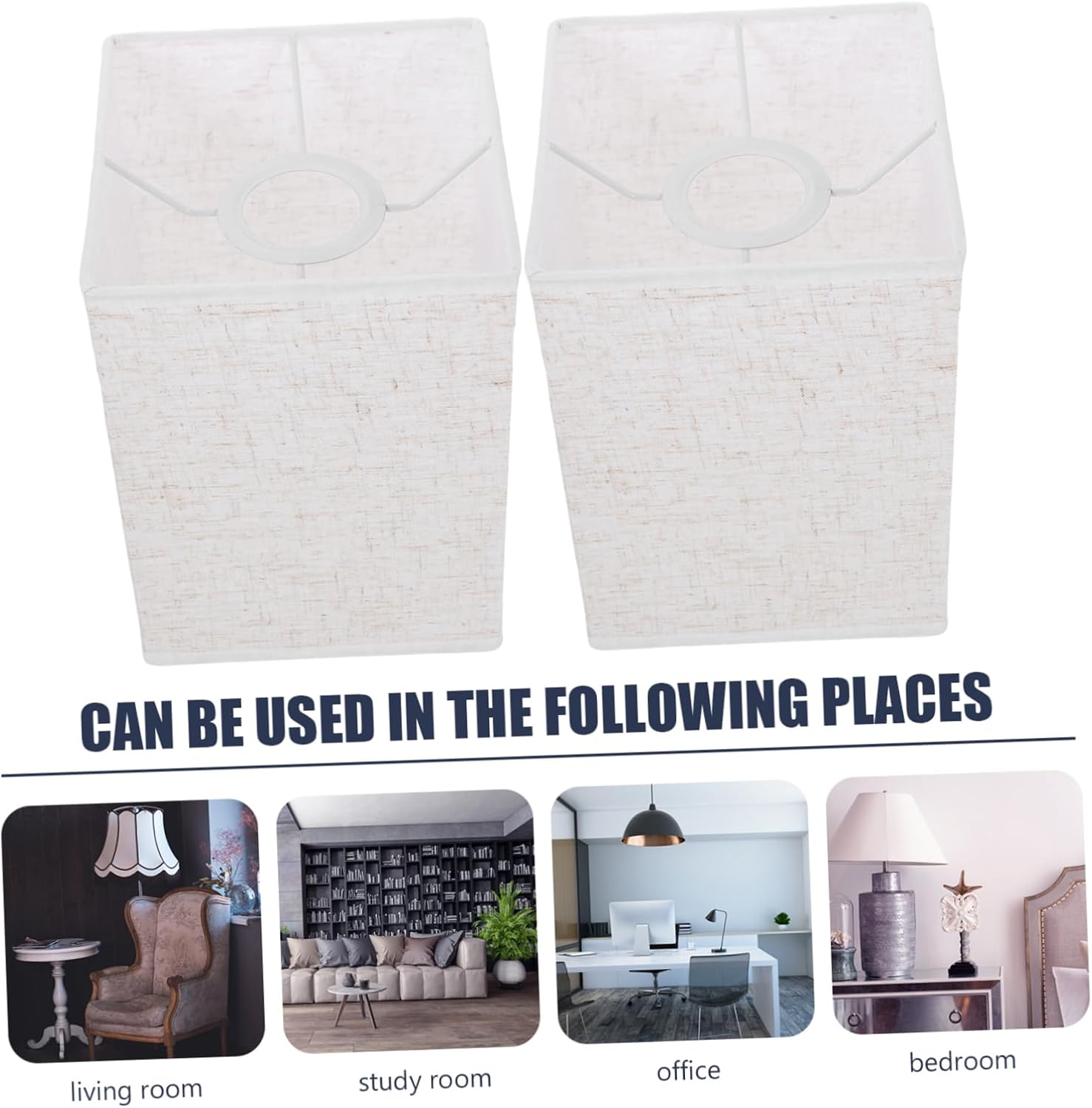 FOMIYES Office Decor Square Fabric Lamp Shade Replacement 4cm Burlap Lampshade Natural Cloth Light Shades Covers for Chandeliers Bedside Table Lamp Wall Sconce 2Pcs Lamp Shades