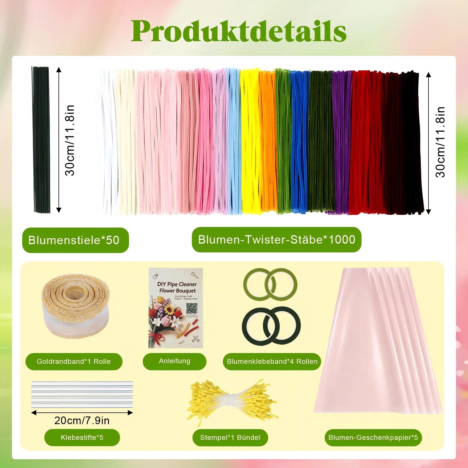 Set di 1000 scovolini per pipe, per fai da te, 18 colori