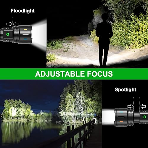 Miniatura 5 de APLOS Linterna recargable F60 Zoom, 6000 lúmenes, linternas LED súper brillantes, 5 modos de zoomable, impermeable, luces tácticas, linterna para
