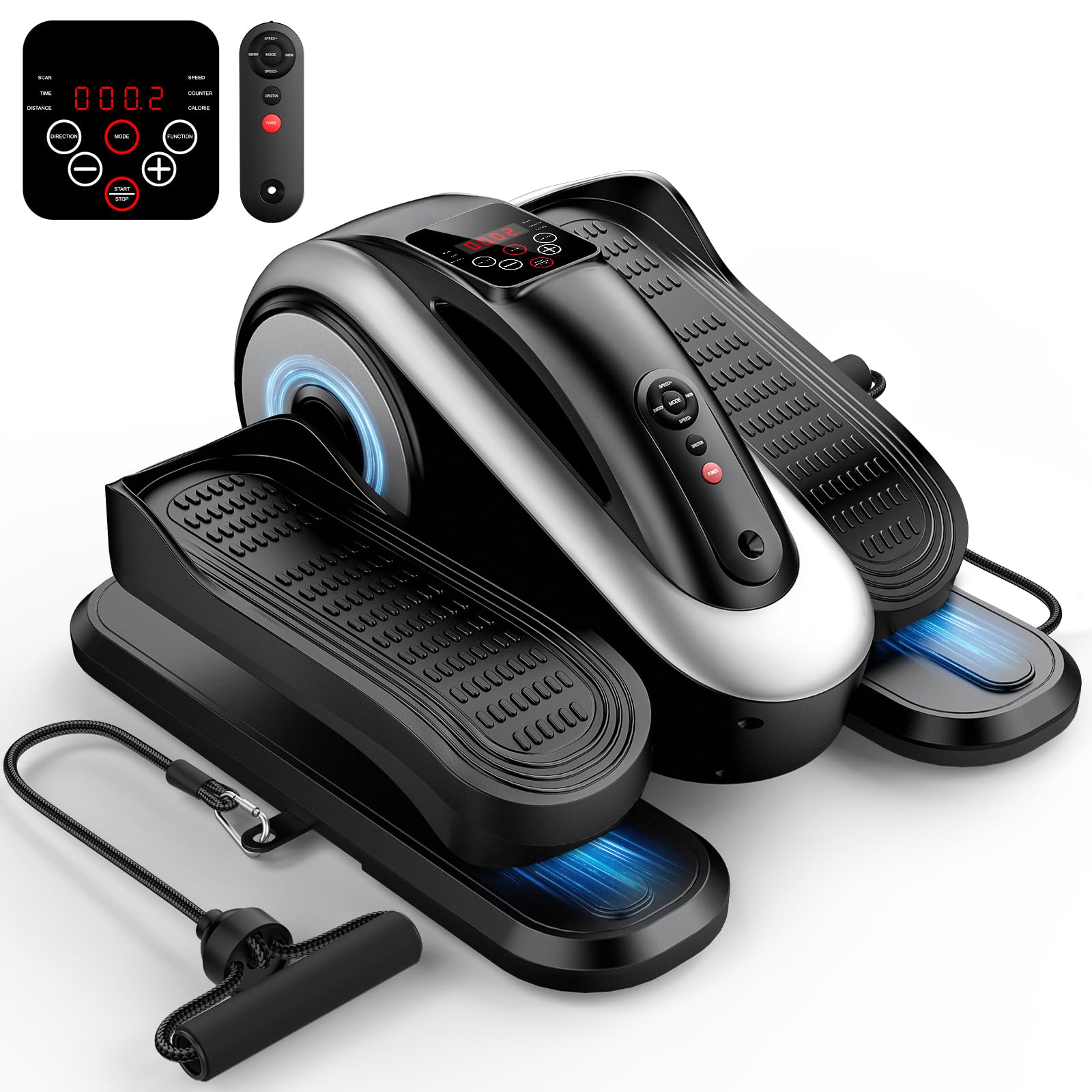 LVPIMAN Under Desk Elliptical Machine,Electric Leg Exerciser for Seniors,12 Adjustable Speeds&12 Modes with Remote Control,Elastic Rope,Manual&Auto Mode for Home Office