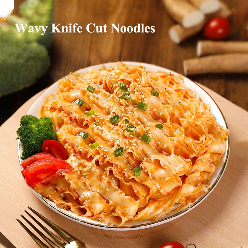 Fraunitsh Knife Sliced Noodles 17.63oz/500g, Instant Knife Shaved Noodles Wavy Knife Cut Noodles Unflavored, Chinese Asian Flat Dry Wide Noodles Hand-Cut Noodles, dao xiao mian, Quick Cooking