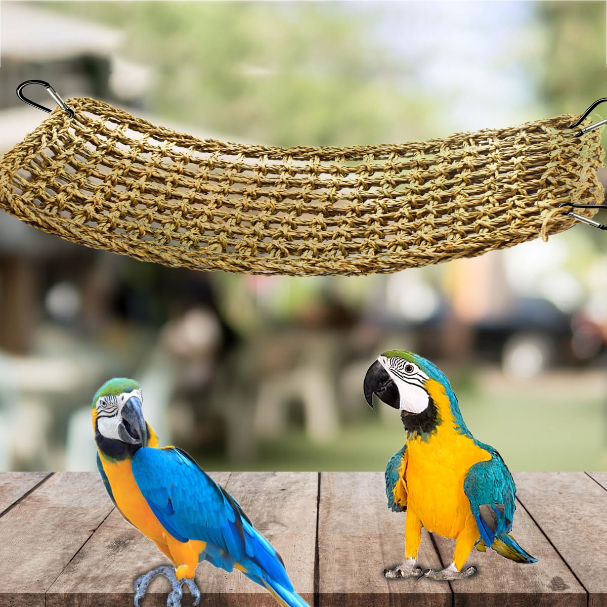 19.7 x 7.87 Bird Seagrass Mat Natural Seagrass Woven Net Rat Cage Accessories Bird Foraging Chew Wall Toys Climbing Rope Ladder Chew Toys for Parrots Cockatoos Lovebird Cockatiel Hamster Parakeet - image 7