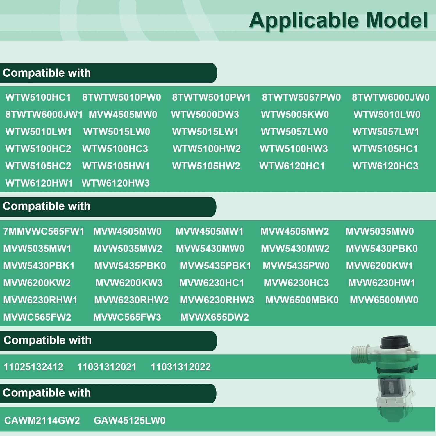 Upgraded AHA75673404 AHA75673402 Washer Drain Pump Assembly Compatible with AP6978814 PS12748410 WT7200CW WT7100CW WT7300CW WT7800CW WT7900HBA WT7305CW Drain Pump Replacement