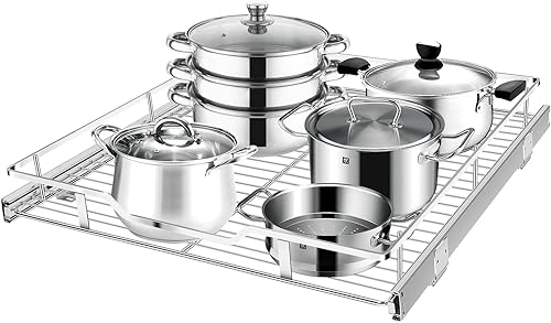 Organizador de gabinete extraíble, estantes de despensa deslizantes resistentes con almohadilla de limpieza antideslizante, almacenamiento de