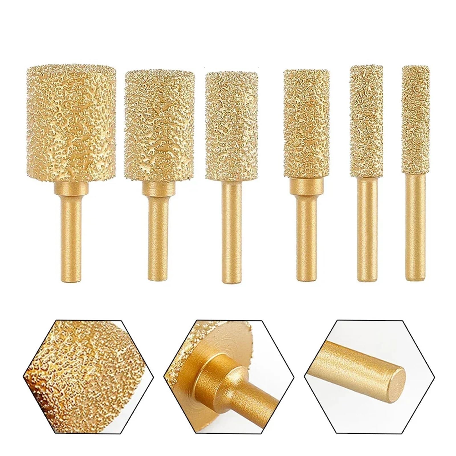 Cabezal de rectificado Cabezal de Fresa de Diamante Soldado al vacío con vástago Redondo de 6 mm, Lima Rotatoria for Piedra, Hierro Fundido Gris, Hierro dúctil, Grabado de Acero(25mm)