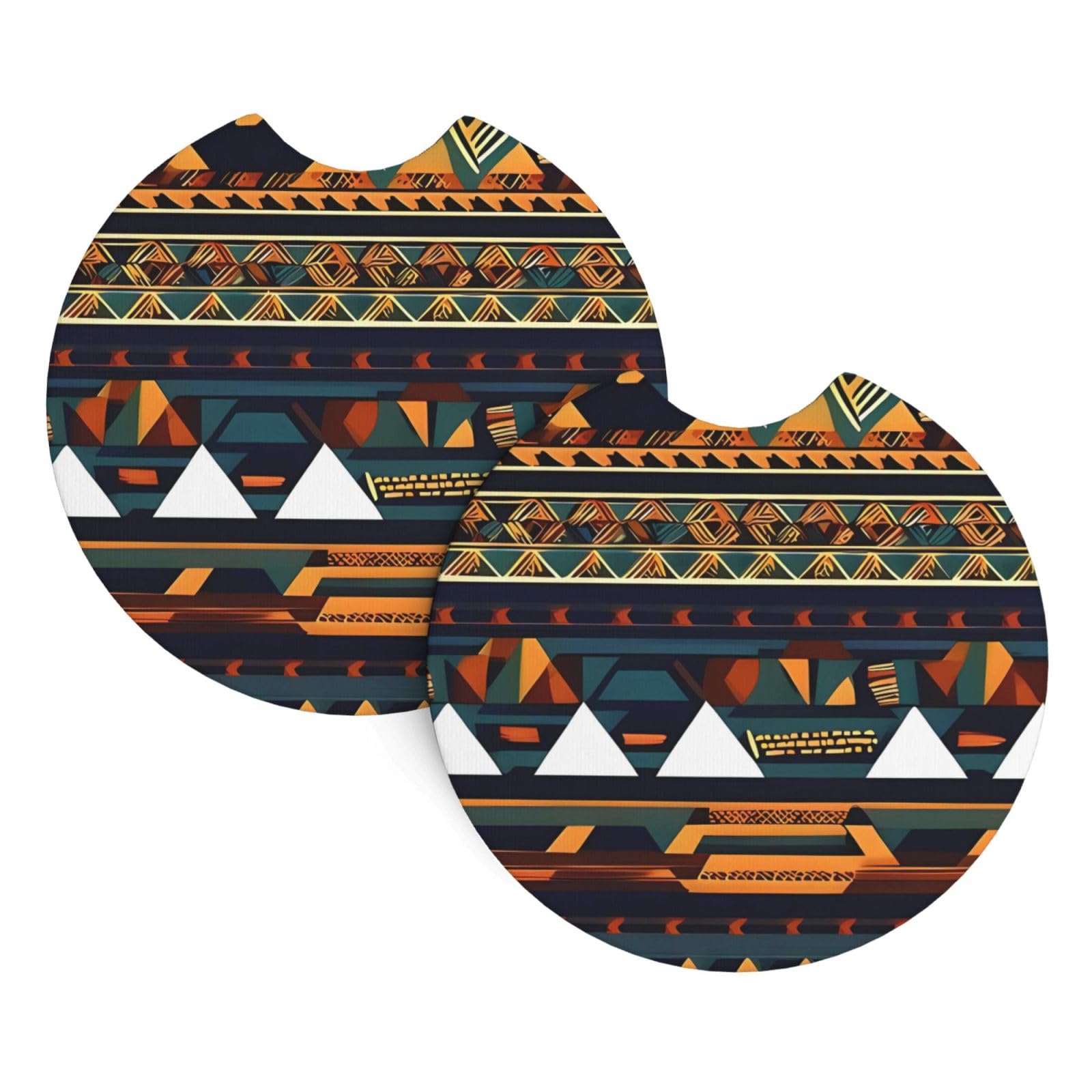 2 Pack Car Coaster for Cup Holders African Ethnic Pattern Car Cup Coaster 2.7" Neoprene Non-Slip Automotive Cup Mat Universal Auto Car Interior Accessories for Women Men Cup Pad