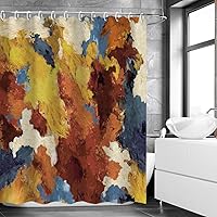 Vista 6 de LIVILAN Cortina de ducha abstracta de mármol azul para baño, juego de cortina de ducha moderna con 12 ganchos, 72 x 72 pulgadas