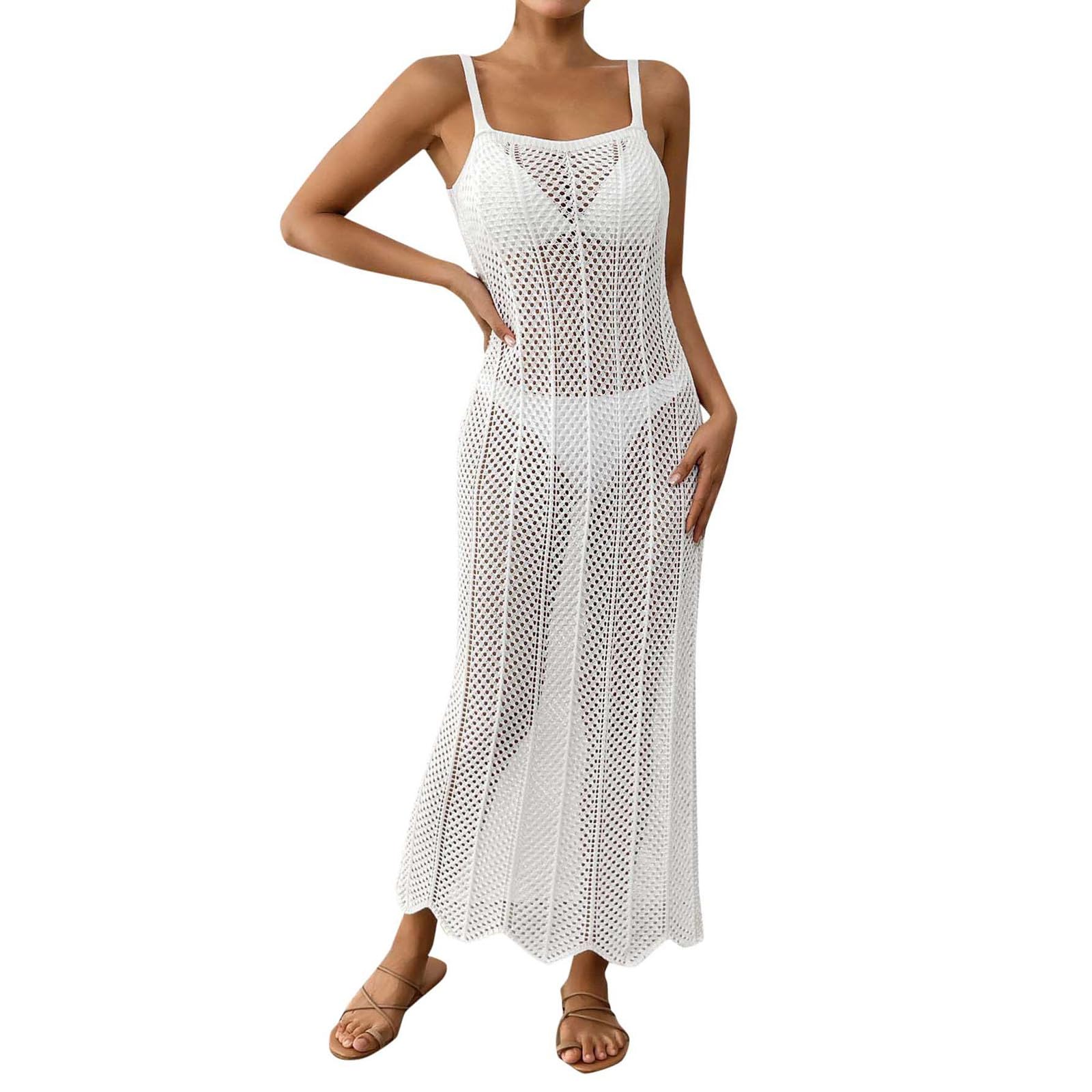 Generisch Damen Häkel-Maxikleid mit ausgehöhlten Ärmeln als Badebekleidung Cover-Up für den Stran... Ansicht 3