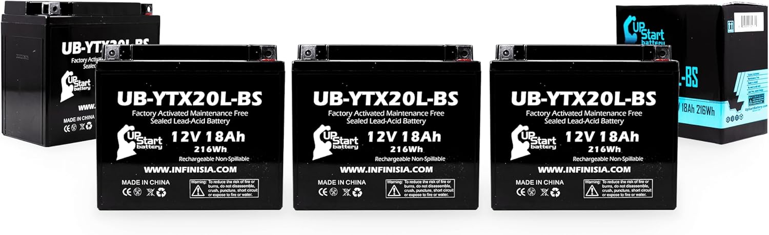 4-Pack UB-YTX20L-BS Battery Replacement for 2013 Yamaha RS Venture 1049 CC Snowmobile – Factory Activated, Maintenance Free, Motorcycle Battery – 12V, 18AH, UpStart Battery Brand 4-Pack UB-YTX20L-BS Battery Replacement for 2013 Yamaha RS Venture 1049 CC Snowmobile – Factory Activated, Maintenance Free, Motorcycle Battery – 12V, 18AH, UpStart Battery Brand