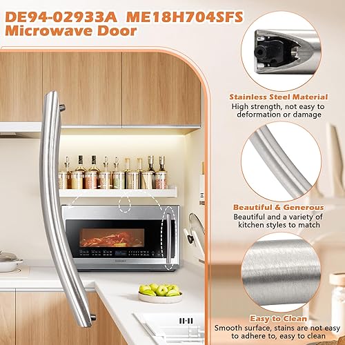 Miniatura 3 de Manija de puerta de microondas HUIWI para Samsung SMH1816SXAA MC17F808KDT SMH1926S ME18H704SFS