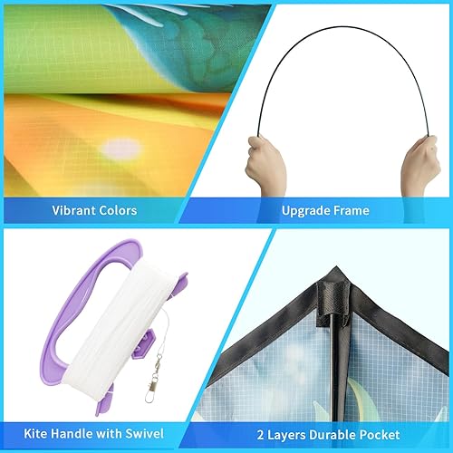 Miniatura 4 de Large Delta Kite for Kids & Adults, Easy Flyer Single Line Kite, Wonderful Beginner Kite for Kids Ages 4-8. Beach Kite for Outdoor Games and