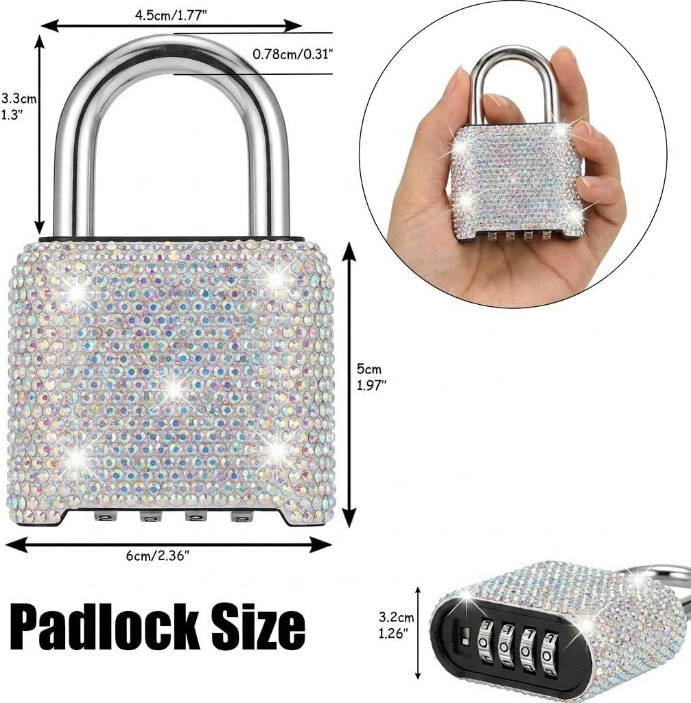 Combination Locks Bling Combo Lock for Gym Locker 4 Digit Number Lock with Code Outdoor Padlock for Gate,Shed(Colorful)
