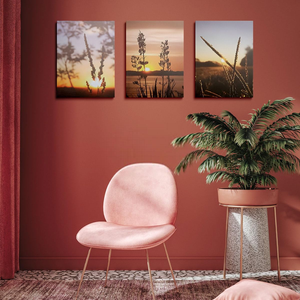 Framed Canvas Print Wall Art Set Lake Landscape Nature Abstract Illustrations Fine Art Decorative Nordic Rustic for Living Room Bedroom - Image 4