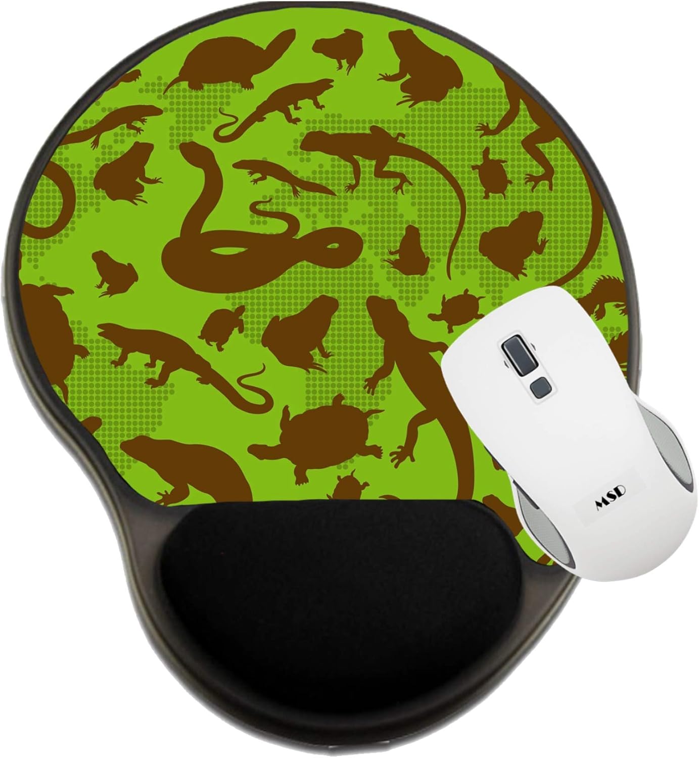 MSD Mousepad Wrist Rest Protected Mouse Pads, Mat with Wrist Support, Amphibian reptile environmental illustration collect