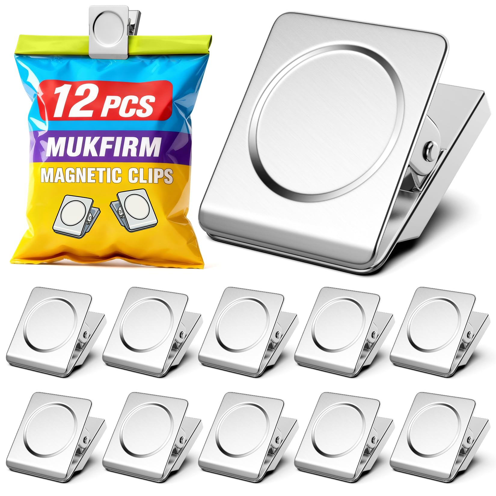 Photo 1 of 12 Pack Large Magnetic Clips Heavy Duty, Strong Magnet Clips for Notes