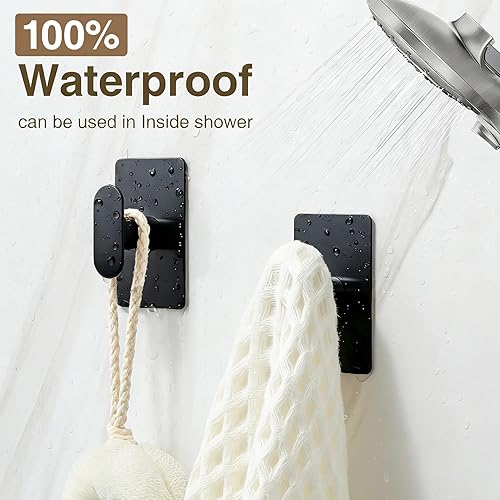 Miniatura 5 de Ganchos adhesivos para toallas para baño colgador de pared extra fuerte de 20 libras para ducha, cocina, casa rodante, apartamento, color negro,
