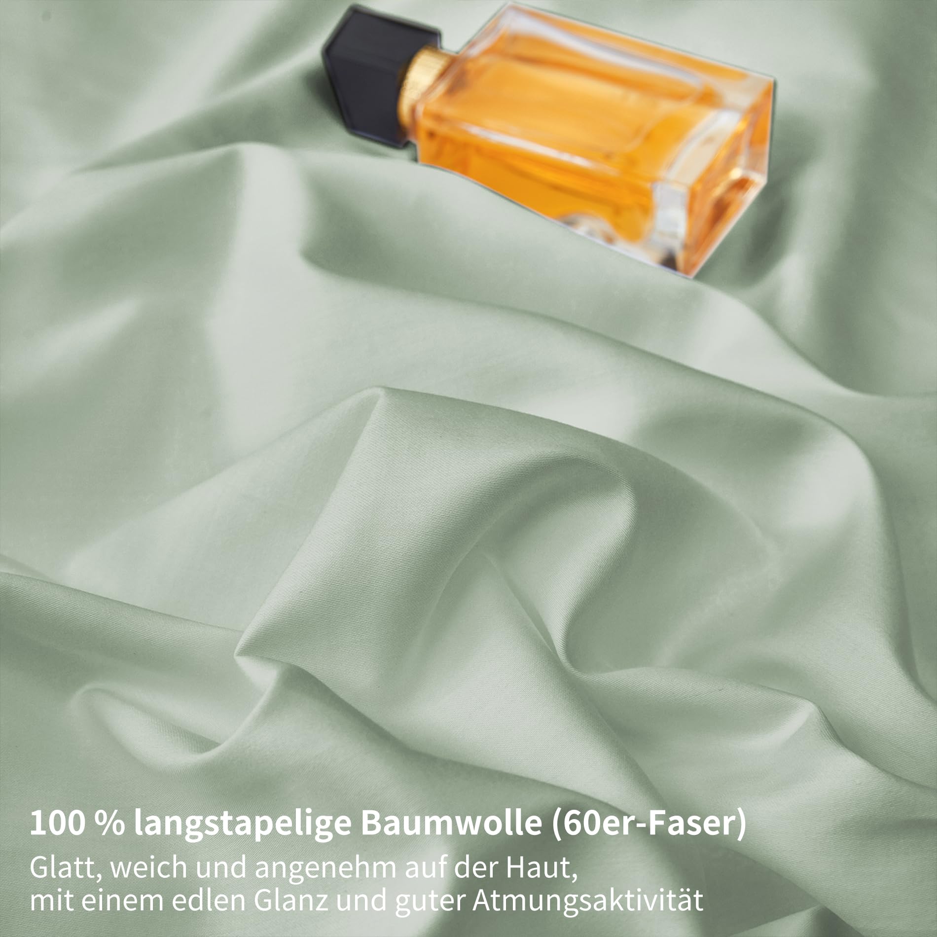 Spannbettlaken 180x200cm Baumwolle Satin Salbeigrün Bettlaken 180x200 100% Langstapelige Baumwolle Kühlend Weich Atmungsaktiv Mako Satin Spannbettlaken Boxspringbett Geeignet für 30cm Matratze
