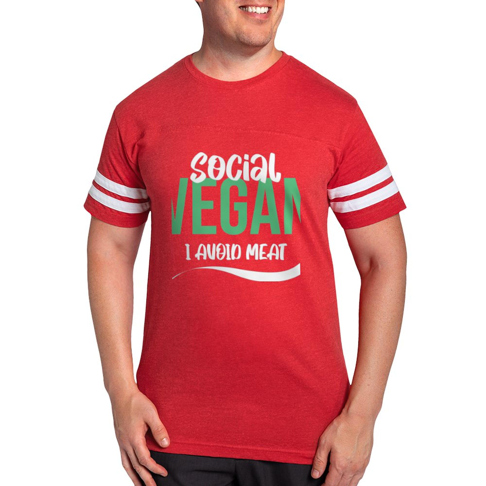 CafePress Social Vegan I Avoid Meat Veganism Vegetar T Shirt Men's Football T-Shirt Red