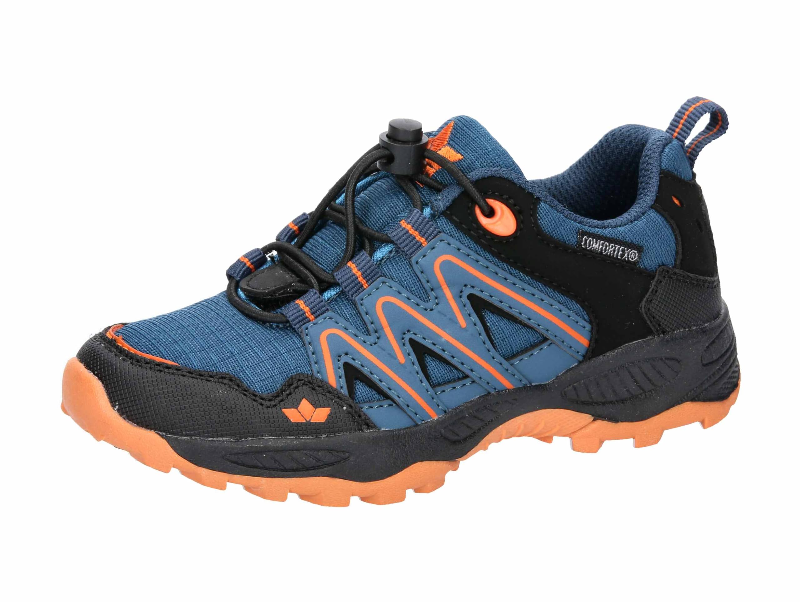 Lico Unisex Child Leander Trekking Shoes, Petrol Blue Black and Orange, 6 UK