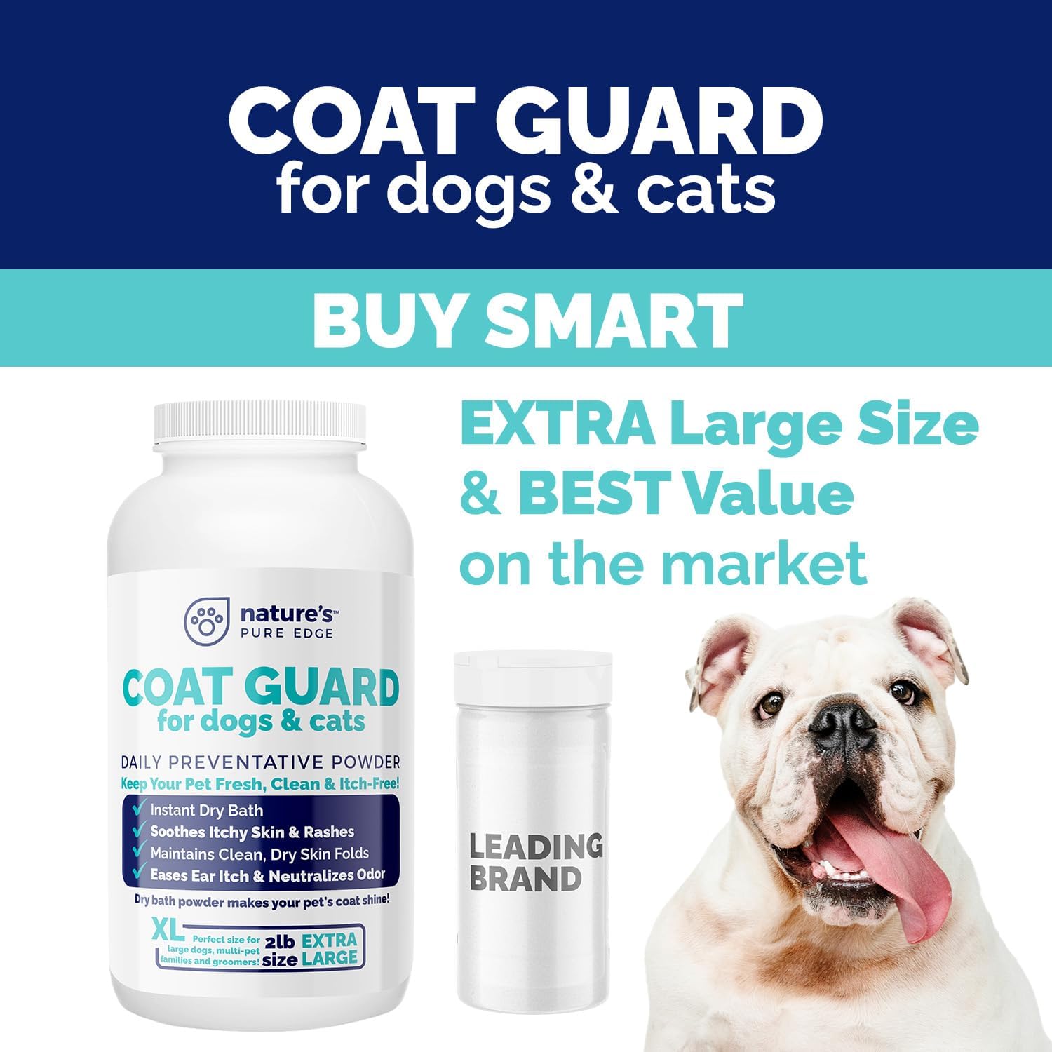 Coat Guard Dry Shampoo for Dogs and Cats - Extra Large 2 lbs Jar, Dog Dry Shampoo Powder, Waterless Dog Shampoo, Anti Itch Relief, Cedar Scented, Anti Dandruff, Hot Spots, Nature's Pure Edge image 3 of 9 B0F3CRLSFQ