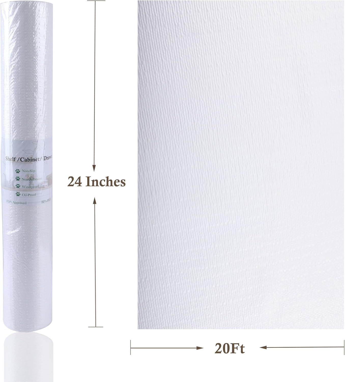 Cabinet Shelf Liners 24 Inch Wide X 20 Ft Non-Slip Drawer Mat for Kitchen Cabinet Washable Shelf Paper for Shelves Non-Adhesive Refrigerator Liner Strong Grip Mat for Drawers,Cupboard, Pantry, Bedroom
