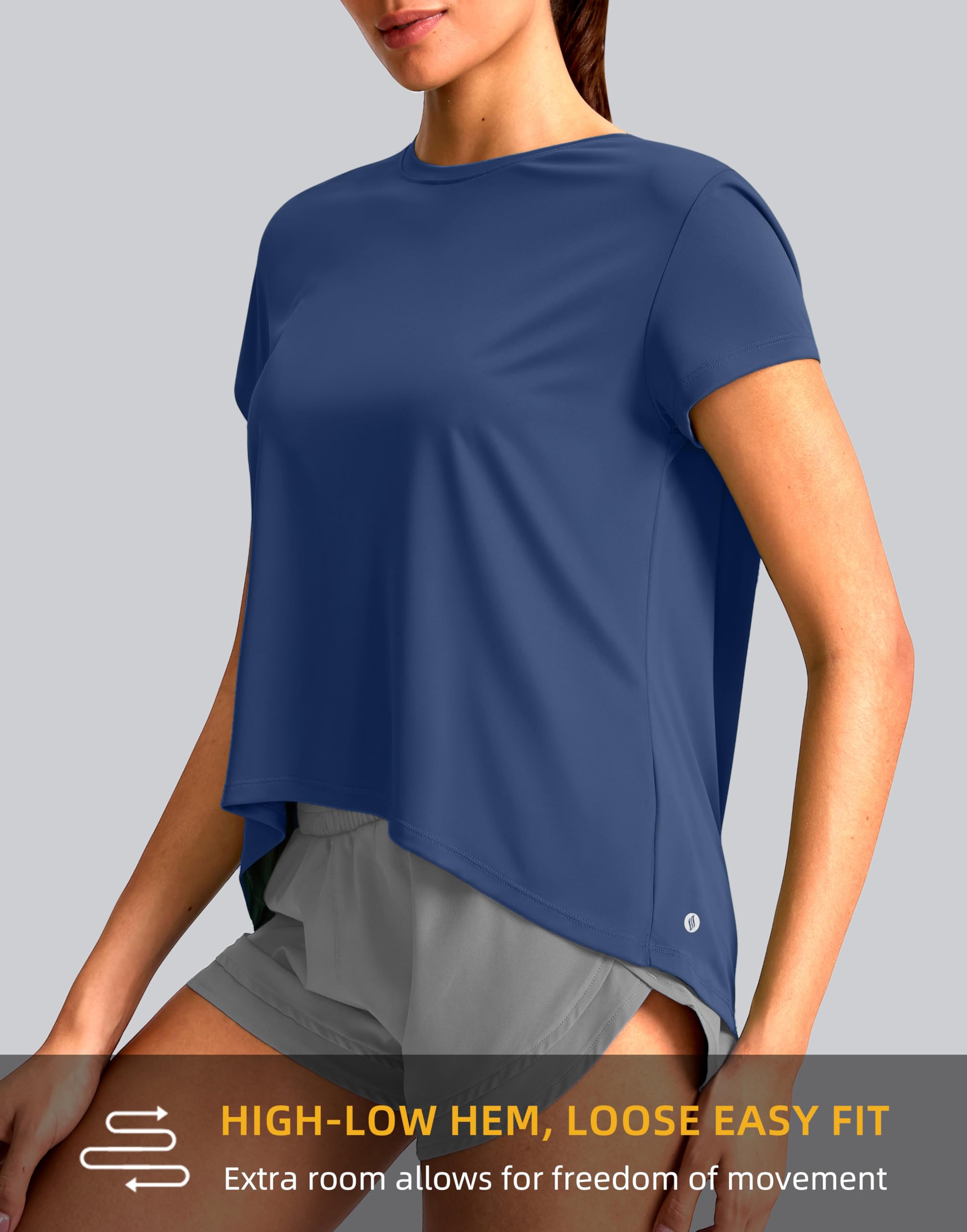 SANTINY Top da allenamento a maniche corte da donna T-shirt da yoga sciolto Protezione solare Traspirante Running Athletic Tee Shirt