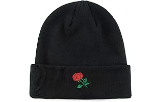 Rose Embroidered Beanie: Timeless and Cozy