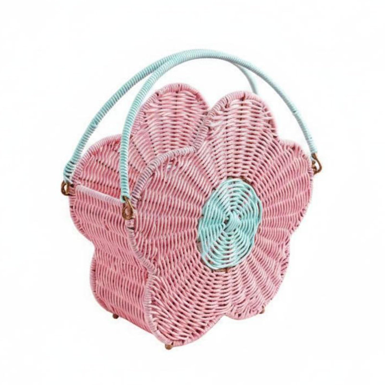 Cesto Rosa Intrecciato Portatile Cesto a Forma di Fiore Multiuso