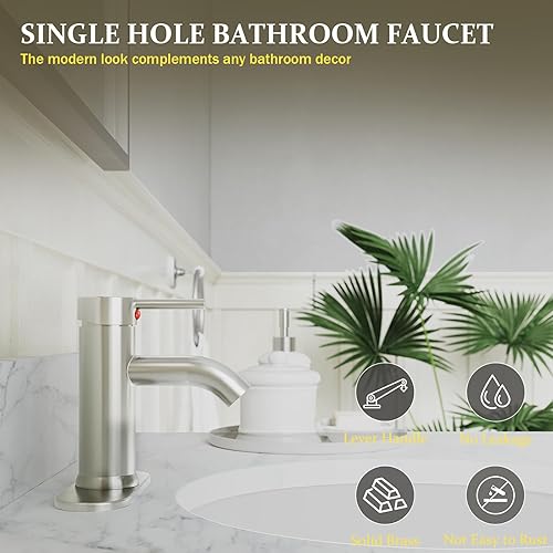 Miniatura 4 de Canilla monomando Greenspring para lavamanos de baño, de acero inoxidable, G-89054N