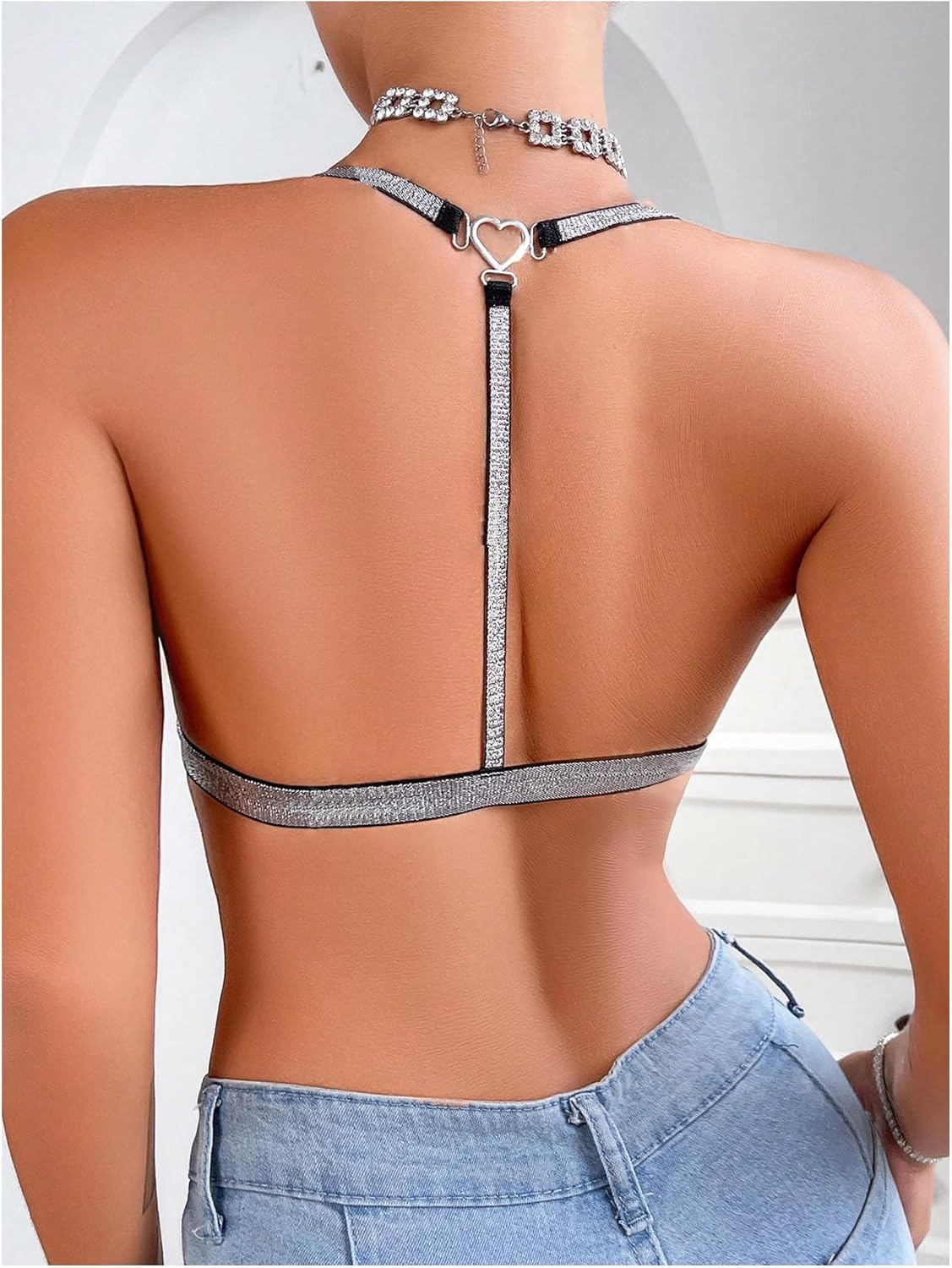 SOLY HUX Bras for Women Lace Glitter Bra Front Closure Comfortable Everyday Bralette - Image 2