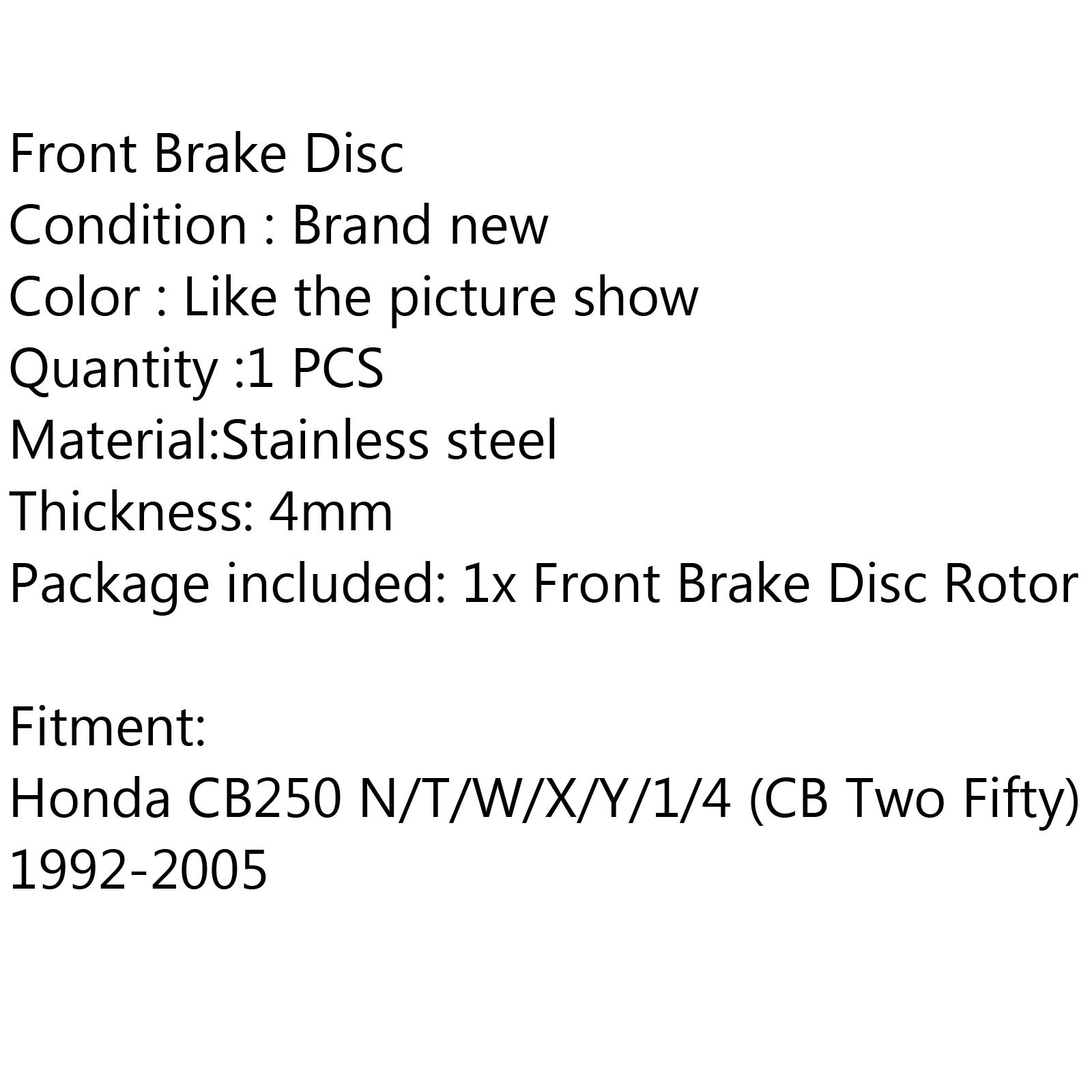 Bruce & Shark Rotor de Disco de Freno Delantero Apto para Honda Cb250 N/T/W/X/Y / 1/4 (CB Two Fifty) 1992-2005