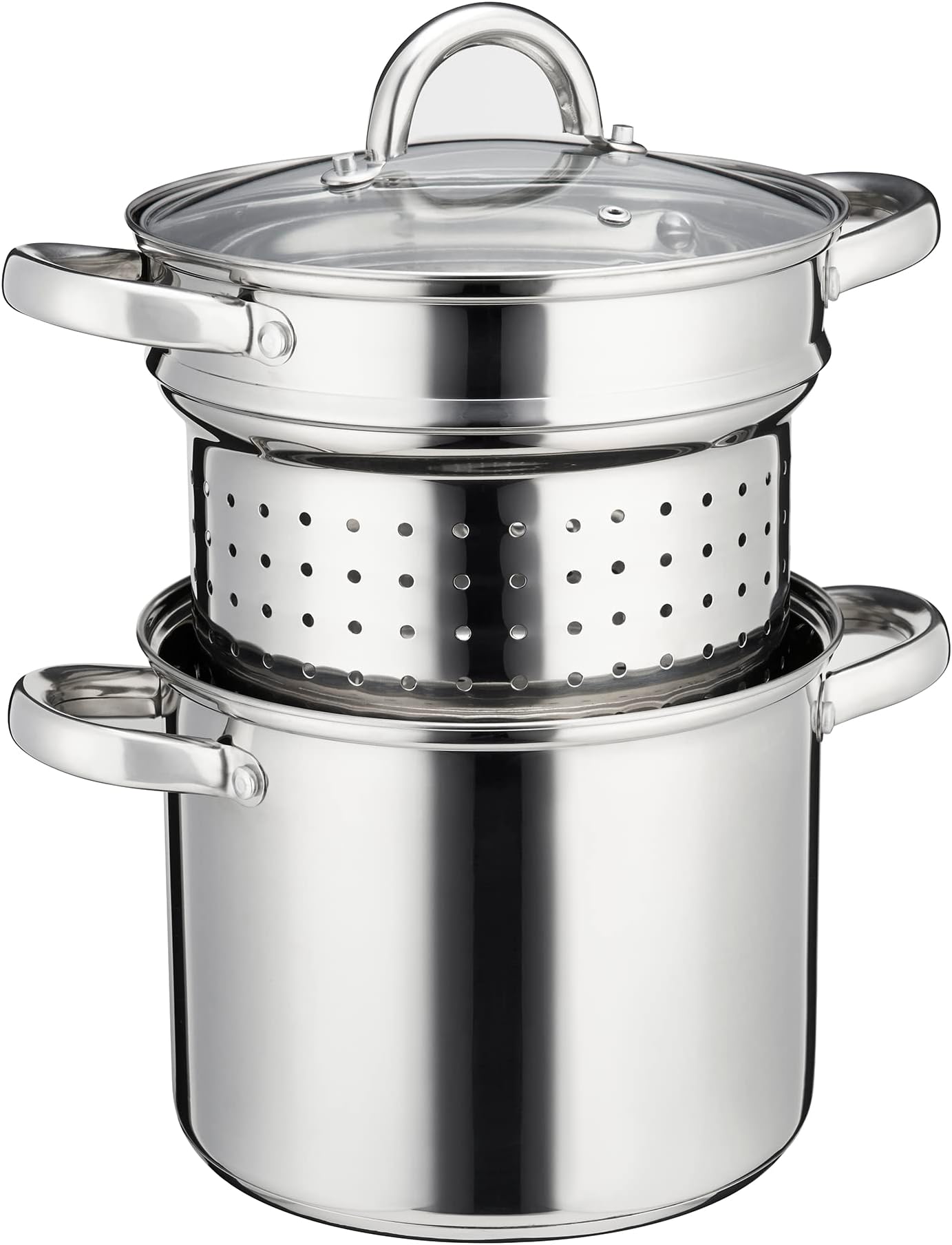 Stainless Steel Spaghetti Pasta Pot Pan Set Stockpot Strainer Induction ...