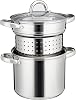 Cooks Professional Stainless Steel Pasta Pot l 5 Litre Stockpot with Glass Lid & Removable Strainer Insert | Thick Induction Base | Suitable for All Hob Types