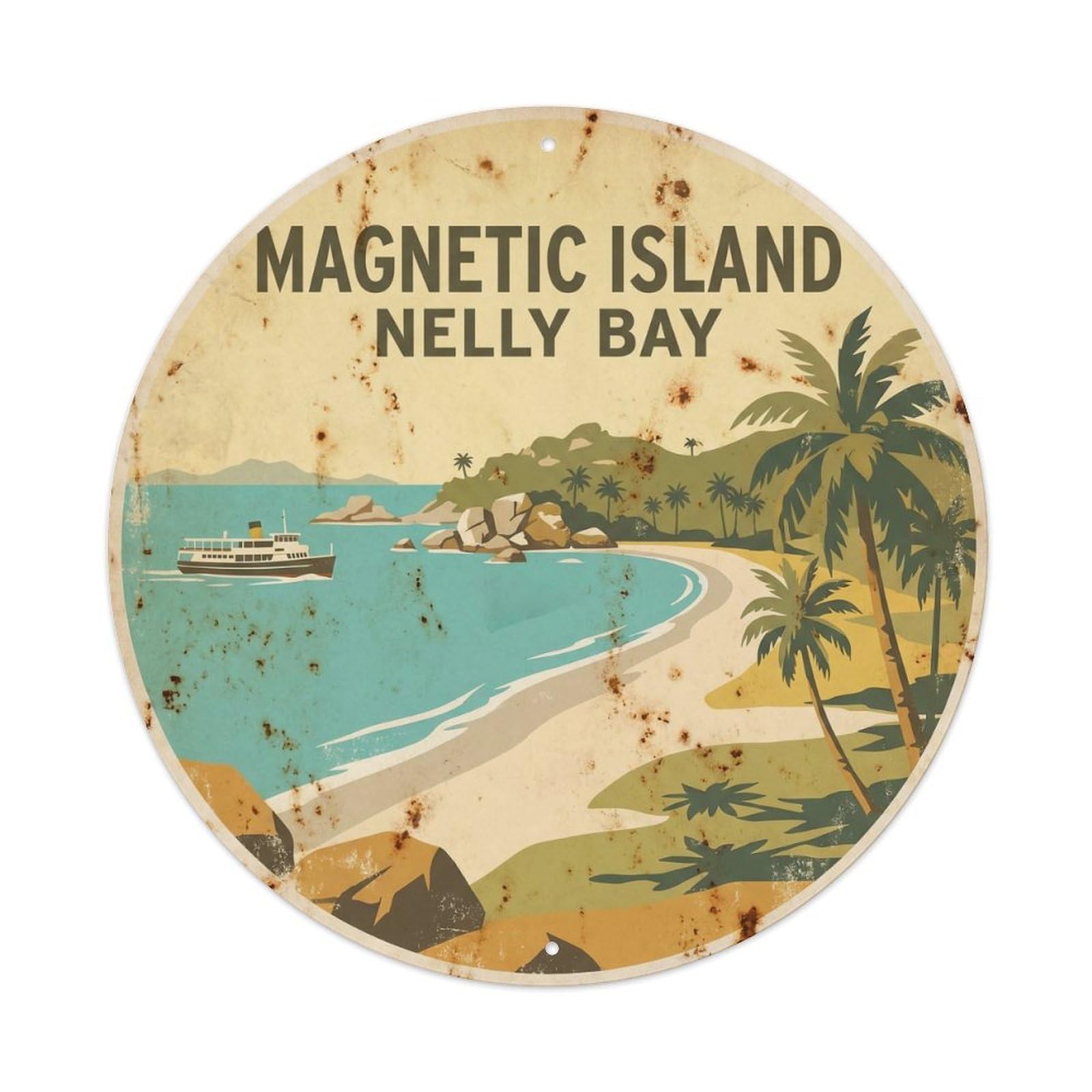 Magnetic Island Nellie Bay Ocean Coast Vintage Travel Metal Tin Sign