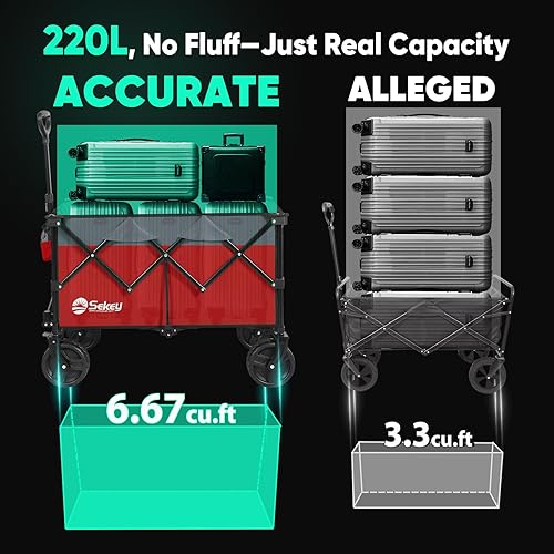 Miniatura 33 de Carro plegable con ruedas de playa todo terreno, carros plegables resistentes con portavasos, carritos utilitarios para camping, jardín, al aire