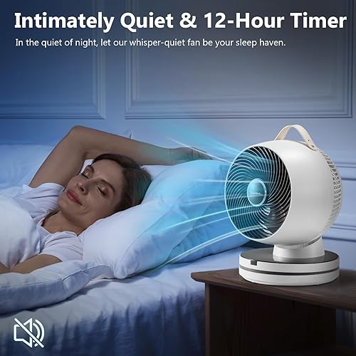 Miniatura 9 de Ventilador circulador de aire de 0 dB, silencioso, ventiladores de mesa de 15.75 pulgadas para dormitorio, 12 velocidades, temporizador de 12 horas,