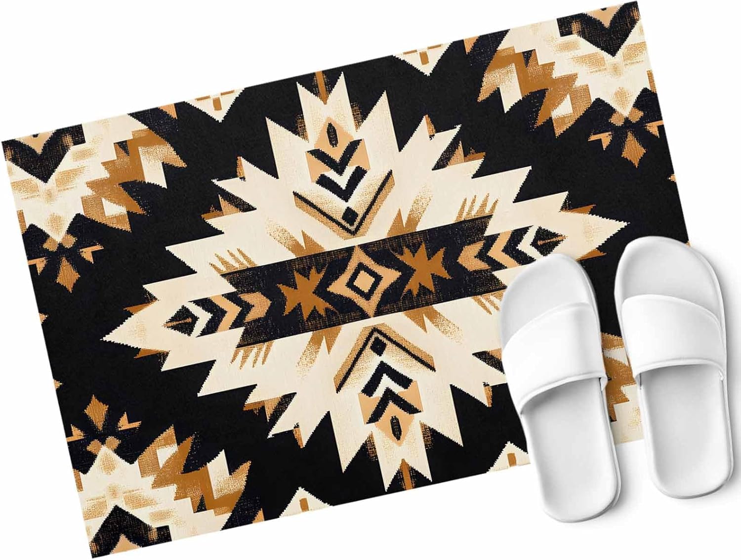 Vintage Entrance Floor Mat Personalized Doormat, Geometric Welcome Door Mat, Low Profile Non Slip Entry Rugs for Kitchen Bathroom Home Front Decor, 16x24in