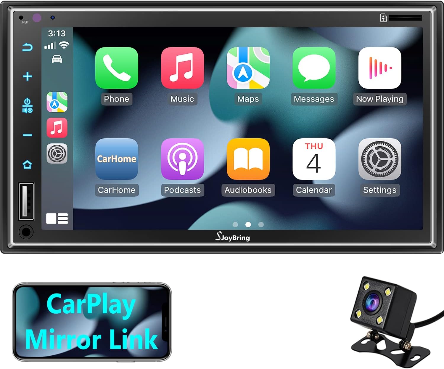 Car Stereo with Apple Carplay-7" Full Touch HD Capacitive Screen Double Din Car Radio with FM/AM, Phone Mirror Link, Bluetooth, Steering Wheel Controls, USB/SD Port Car Radio Receiver : Electronics