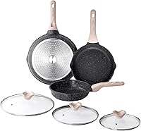 Kordisen 3-Piece Nonstick Frying Pan Set with Lids (8", 9.5", 11") - PFOA-Free, Induction Ready, All Stovetops, Oven Safe to 550°F