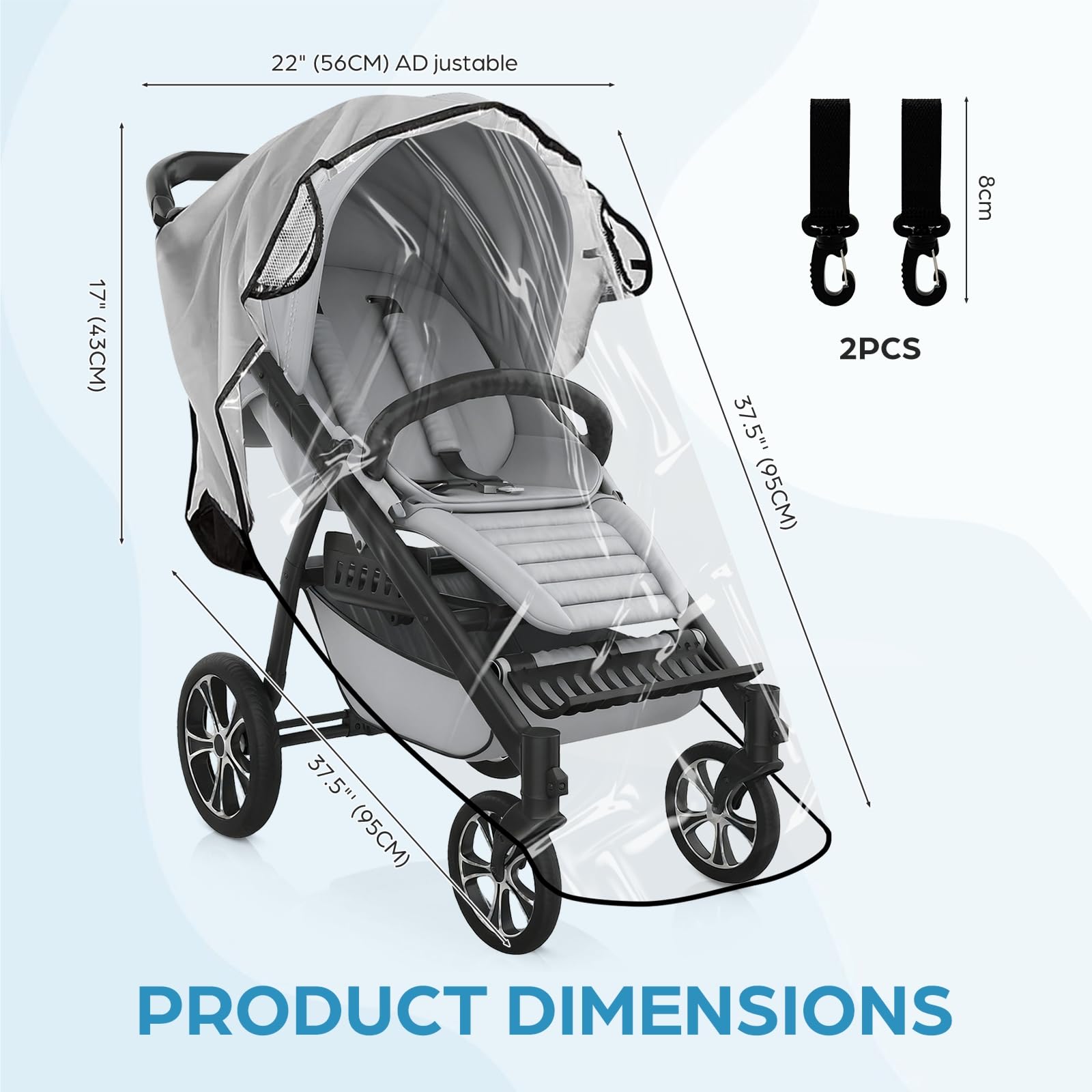 Yuaerbuo Universal Clear Stroller Rain Cover - Image 2