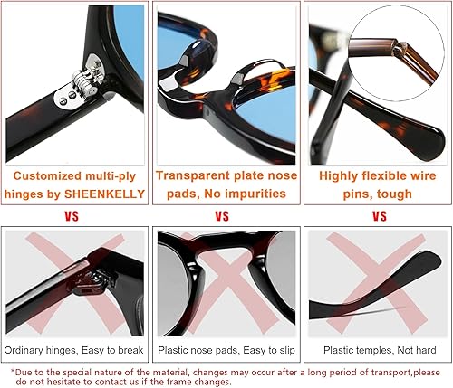 Miniatura 4 de SHEEN KELLY Acetate Polarized Retro Oval Sunglasses For Men Women Vintage Round Pirate Captain Johnny Depp Style Eyewear