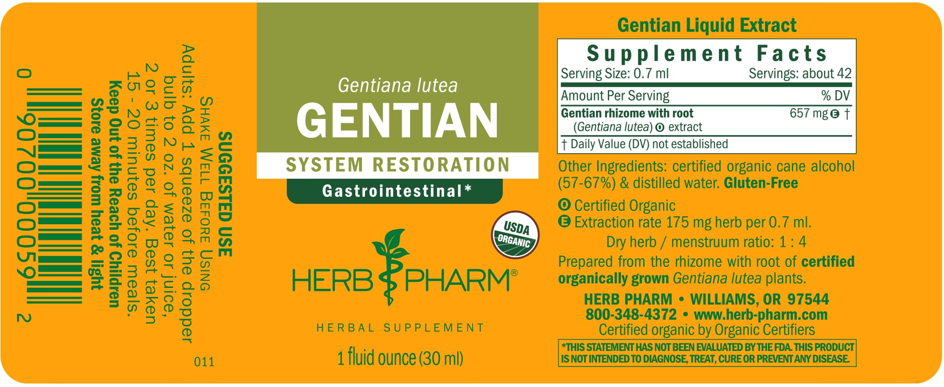 Herb Pharm Gentian Liquid Herbal Extract: for Digestive Support | Certified Organic, Gluten-Free, Non-GMO, Vegan, Up to ~3 Week Supply, 1 oz* — Amazon image 6